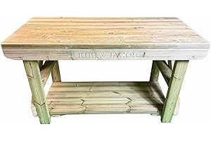 MG TIMBER PRODUCTS Indoor/Outdoor Wooden Workbench/Potting Table/BBQ Table/Pizza Oven Table (7FT - STANDARD, Single Shelf)