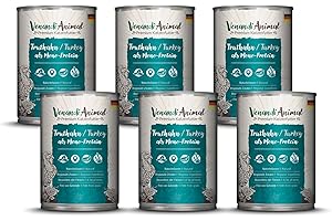 VenandiAnimal Comida de Calidad para Gatos - Pavo como monoproteína, Comida húmeda, sin Cereales y Natural, Paquete de 6 (6 x 400 g)