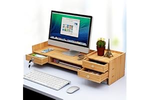 JAYEUW Schreibtisch-Organizer Desktop Keyboard Rack Computer Office Storage Regal mit Schublade Lock Monitor Stand mit Storage-Organisator