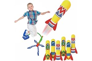 CHANEEHANN Cohete Juguete,Juegos Al Aire Libre,Juegos Al Aire Libre para NiñOs,Launch Cohete,con 6 Cohetes De Espuma,Juguetes NiñOs 3-12 AñOs Mas Vendidos,Regalo CumpleañOs Infantil