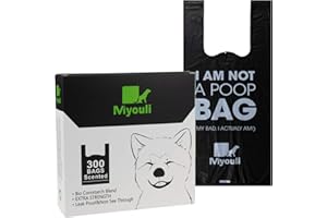 MIYOULI 300 Counts Extra Thick Black Biodegradable Pet Poop Waste Bags With Handles for Dogs, Ocean Wind-Scented