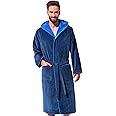 Morgenstern Dressing Gown Men 100% Cotton Hood Luxury Velvet Terry Bathrobe