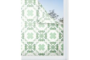 Panorama Vinilo para Ventanas Hidráulico Oriental Mosaico Verde 73x100 cm - Vinilos Ventanas Adhesivo - Vinilo Opaco Cristal - Pegatina Privacidad - Vinilo para Ducha - Vinilo Translúcido Cristales