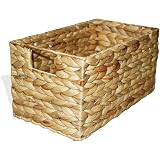 Vassoio Cesto In Giacinto D'Acqua Naturale – 50x40x8 Cm, Intrecciato A Mano, Per Tavolo O Credenza