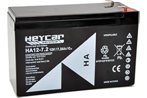 HEYCAR - Batería de Plomo AGM para aplicaciones estacionarias. 12V / 7,2Ah. Capacidad de descarga 108 A 2,2 Kg. 151 x 65 x 94 mm