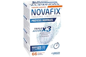 Novafix - Tabletas Limpiadoras Triple Acción - Para prótesis dentales y aparatos de ortodoncia - Caja con 66 unidades (formato ahorro)