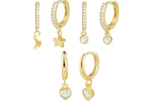 ALEXCRAFT 3Paar Creolen Gold Ohrringe Set, Damen 14 Karat vergoldet Schmuck Ohrringe Huggies Creolen Kleine Hypoallergen Ohrringe Silber 925 Schlafen Knorpel Kreolen Creolen Gold Kleine Damen Herren