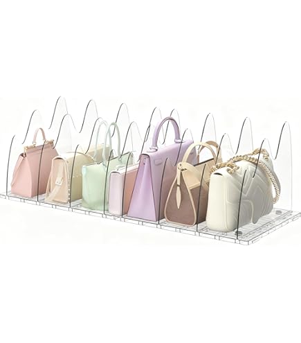 Handtasorganizer voor in de kast, 8 stuks verstelbare, transparante
