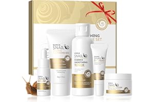 BeauBase 5 Pièces Skincare Coreen Kit, Coffrets de Soins pour la Peau, Advanced Snail Sérum Visage, Advanced Snail Crème, Snail Peptide Eye Cream, Toner Visage, Nettoyant Visage, Coffret Soin Visage