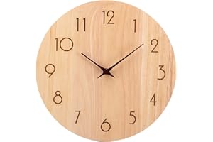 ACCSHINE Zegar ścienny z drewna dębowego, bez tykania, cichy, 30 cm, kwarcowy, duży, łatwy do odczytania, do pokoju, domu, kuchni, sypialni, biura, szkoły