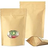 SumDirect 50 pezzi sacchetti zip carta Kraft a chiusura di cerniera, sacchetti di carta richiudibili sigillati Stand-up con f