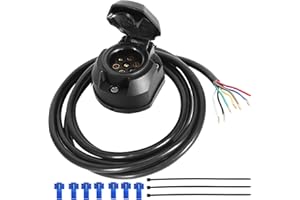 ETUKER Conector Precableado de 7Pines para Remolque,Zócalo de Remolque con 1.9m Cable Precableado 7Polos (7PZ)