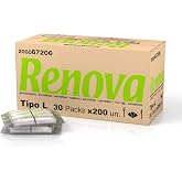 Renova Bar Napkins, 6,000 Units, 1 Ply, Recycled Paper | 6,000 Bar Napkins, 1 Ply, Recycled Paper, White, Food and Skin Frien