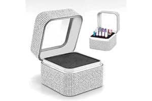 ANKEY PortaFrese per Unghie - Scatola Organizzatrice Antipolvere con 25 Postazioni e Cristalli - Contenitore Display per Trapano Manicure