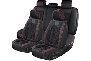 ‎COVERADO Coverado Sitzbezüge Auto Leder Komplettset, Wasserdichtes Autositzbezüge für 5-Sitze mit geprägten Körnern, Universell Sitzbezug Auto Sitzschoner Kompatibel für Limousinen SUV Pickup LKW,Seat Cover