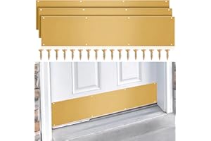 Dunzy 3 Pcs 6 x 32 Inches Door Kick Plate Metal Aluminum Anti Scratch Door Plate with 24 Screws Suitable for 32 Inch Interior Exterior Wood Metal Doors Protection Decor, Brass (MX-Dunzy-1532)