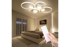 OTREN Plafoniera LED Soffitto Moderna 60W, Dimmerabile Lampada da Soffitto con Telecomando, Anello Plafoniera per Soggiorno, Camera da letto, Cucina, Sala da Pranzo, 77 * 55 * 8CM