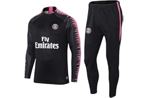 MZPQ Paris Uniforme da Calcio Psg, Maniche Lunghe Tuta Uomo, Felpe Adulti Sportivo Vestiti di Allenamento Gara a Squadre Degli Uomini di Calcio Felpa, Colore Multiplo,Nero,S