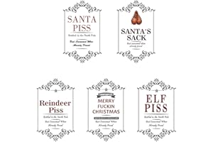 S-JIANG Christmas Funny Novelty Bottle Labels, Funny Joke Happily Wine Bottle Label, Santa Champagne Bottle Stickers, Personalized Wine Bottle Labels Party