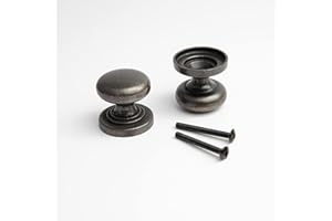 HARMAC HOUSE Vintage Cabinet Knobs 2 Pack Heavy Duty Antique Bronze Round Pull Handles, 32mm Diameter,Solid Kitchen Cupboard, Dresser, Bathroom Wardrobe Door Drawer Handle Mushroom Handles Knobs (2)
