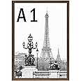Stunning Large A1 Photo Poster Certificate Frame (59.4 x 84.1 cm) with Backboard and Styrene Included for Portrait and Landscape Display Wall Hanging -Walnut