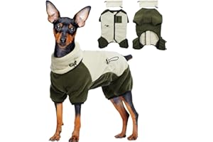 PUMYPOREITY Abrigo para Perros, Chaquetas para Perros Polar de Cuatro Patas Jersey Cálido Perros Ropa a Prueba de Viento para Mascotas Ropa de Invierno Onesie para Perros Pequeños Medianos(Beige, S)