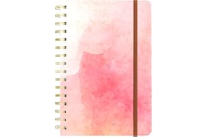 Huamxe Spiral-Notizbuch, niedliches Hardcover Liniertes Tagebuch für Frauen Männer, Medium 14,5 x 21,3 cm, 160 Seiten dickes Papier, A5 College liniert Notizbuch für Journaling Schreiben Arbeit Rosa