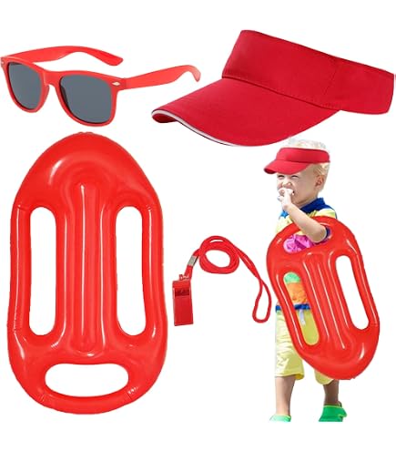 Set De 5 Accesorios De Socorrista - Sombrero, Riñonera, Silbato, Gafas De Sol Y Pulsera, Ideal Para Fiestas En La Playa, Piscina O Halloween