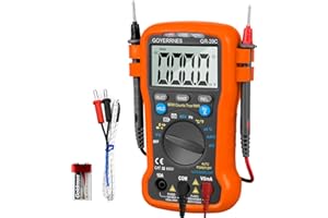 GOYERRNES Mini Digital Multimeter TRMS 6000 Counts AC DC Amp Meter, GR-39C Non-Contact Voltage Tester Automatic Measuring DC/AC Voltage, Current, Resistance, Capacity, Continuity Buzzer
