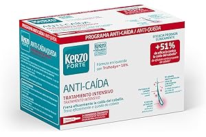 Kerzo Forte Ampollas Tratamiento Intensivo Anti Caída, Blanco, Sin Fragrancia, 5 ml por dosis, 70 Mililitros en total