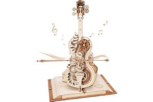 ROBOTIME Puzzle 3D en Bois pour Adultes - Boîte à Musique Violoncelle - Kit de Maquette d'engrenage de Construction - Décoration Exquise Cadeaux