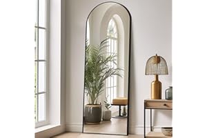 LUNAMIRROR Espejos de cuerpo entero para dormitorio, sala de estar y entrada, marco negro arco, 165 x 60 cm