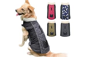 Etechydra Hundemantel wasserdichte Jacken, Reflektierend Winter Warme Hundemantel Weste mit warmem Fleece-Kragen, Hundejacke für Kleine, Mittel Große Hundekleidung, Grau+Schwarz - M