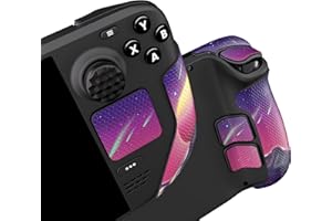 PlayVital Grip Sticker Antidérapant pour Steam Deck OLED Console Accessoires,Autocollants Protection Pavé Tactile pour Steam Deck LCD avec Capuchons Joystick Silicone,Skin Bouton Arrière-Cyber Lune