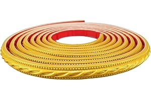 HY HAOYING ITTA Moulure flexible auto-adhésive - 3 m - Moulure murale en forme de fleur - Moulure de plafond pour armoire, porte, meubles, décoration d'intérieur - Doré