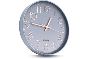 JOEJI'S KITCHEN Joejis Reloj de Pared Silencioso de 30cm sin Tictac con Mecanismo de Barrido - Diseño Moderno de Cuarzo, Decorativo para Baño, Sala de Estar, Pasillo