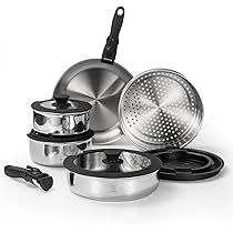 Edelstahl Töpfe Set Mit Abnehmbaren Griffen - 18cm & 20cm Töpfe Für Alle Herdarten