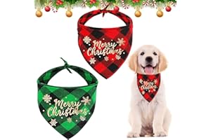 KOIROI Hundehalstuch Weihnachten, 2 Stück Halstuch Hund, Hundekostüm Weihnachten, Hundebekleidung Zubehör, Hundehalstuch Bandanas, Klassisches Kariertes Hundehalstuch für Katzen Hunde
