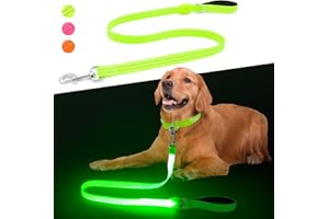 ChalkLit LED Hundeleine, Beleuchtete Hundeleine über USB Wiederaufladbar, 1,2 m, Weich Wasserdicht Reflektierend, für nächtliche Spaziergänge für große, mittelgroße Haustiere blinkende