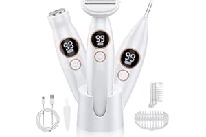 HOUPOO Afeitadora Eléctrica 3-en-1 para Mujeres - Ideal para Piernas, Zona Bikini y Cejas
