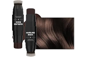 BELIKY GIRL Barre de retouche de racine à double tête, barre de poudre de ligne de cheveux avec tête de brosse, barre de retouche de ligne de cheveux pour cheveux fins,02# Marron noir foncé