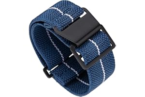 BINLUN Cinturino per Orologio in Nylon Elastico di Ricambio Militare Cinturino a Strappo Paracadute Marina Nazionale per Uomo Donna Fibbia Nero/Argento 18/20/22mm
