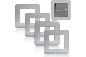 Beejoy 4 Pcs Light Switch Surround Silver, 3.38 in Acrylic Single Light Switch Covers, Self Adhesive Simple Light Switch Cover Plates Frame, Wall Socket Stickers for Home Decoration