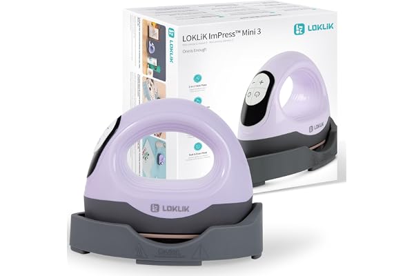 LOKLiK Impress Mini 3 – Presse à Chaud pour t-Shirts, Sacs, Tasses, Chapeaux et Autres Textiles - Appareil portatif pour la décoration et l'artisanat - Transfert de Vinyle (Violette)