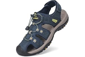 FLARUT Sandali Estivi Uomo Esterni PelleTraspirante Sandali Sportivi Scarpe da Trekking Passeggiata Fisherman Casual Sneakers Antiscivolo
