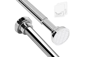 KIAMXNE Stainless Steel Extendable Shower Curtain Rod Tension Pole, including 2 Holders,Net Voile Curtains Rail,Adjustable Telescopic Rods Extendable for Kitchen Cupboard Bathroom Window(72cm-136cm)