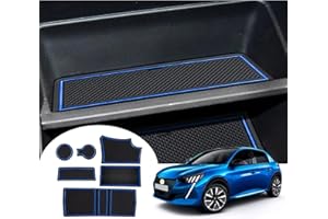 GAFAT Nuova Peugeot 208 e-208/ Peugeot 2008 e-2008 GT Line 2020-2024 2025 Tappetini Antiscivolo, Tappetini in Gomma per Portaoggetti Bracciolo, Portabicchieri, Scanalatura Porta (Blu)