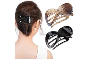 Kavya Large Hair Clips Women, 2 Piece Non Slip Black Matte Hair Claw Clips for Thick Hair and Fine Hair, Hair Accessories for Women