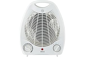 Jocca - Calefactor Eléctrico de aire caliente 2000W | Calefactor Estufas Baño | Función calor y ventilador | 2 velocidades | Asa para facilitar transporte