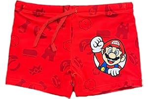 Fashion UK Costume Super Mario Bambino. Ufficiale. Modello Disegni. Boxer Mare Poliestere. Pantaloncino da Mare per Bambini Ragazzi. Costume Piscina. Mario Luigi Yoshi.